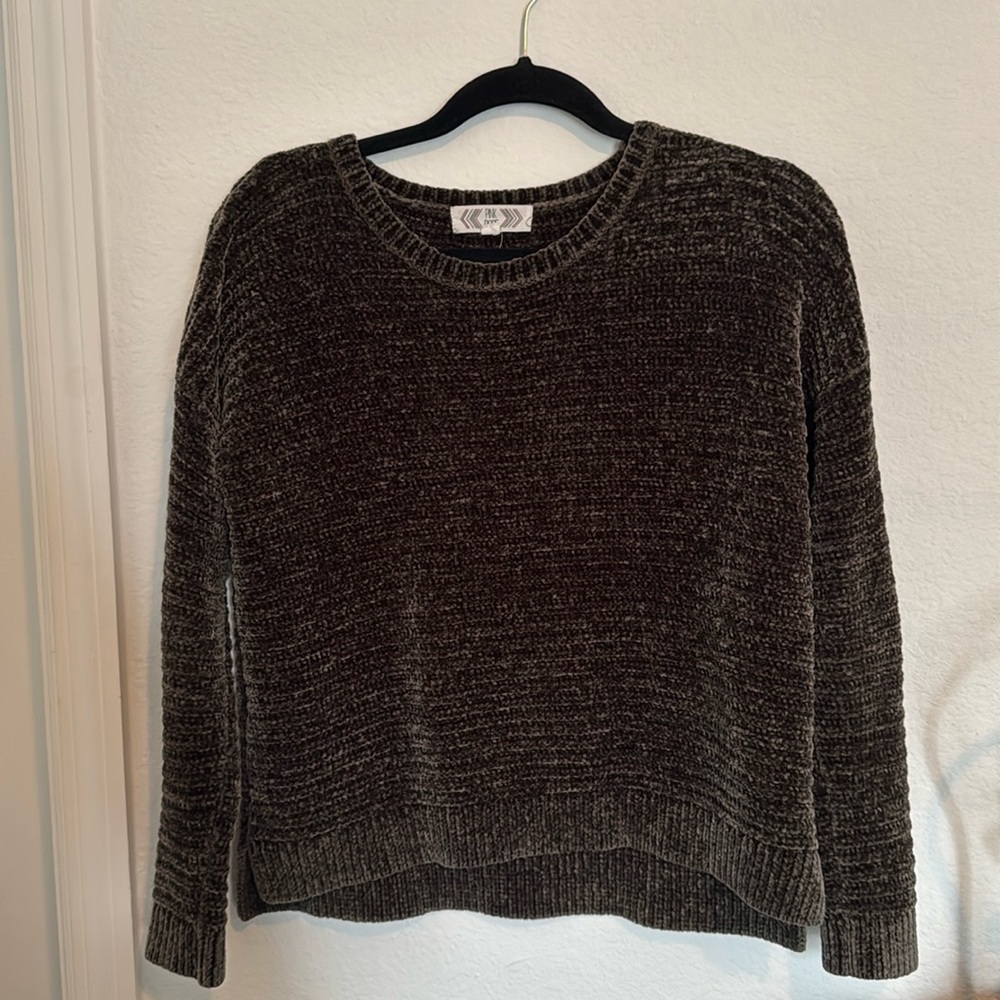 Boxy Chenille Sweater in Dark Green Warm Cozy